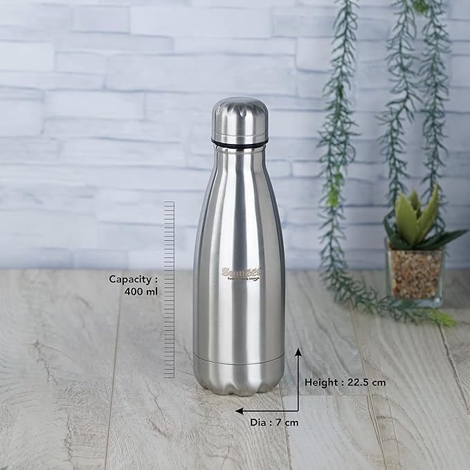 Sumeet Stainless Steel Double Walled Vacuum Flask/Water Bottle - 400 ml (Each) Pack of 3
