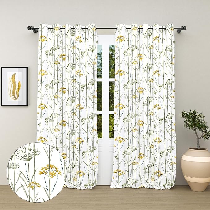 Haus & kinder Cotton Curtains Set of 2 for Bedroom Window Door Curtains | Colour Wild Whisper Yellow