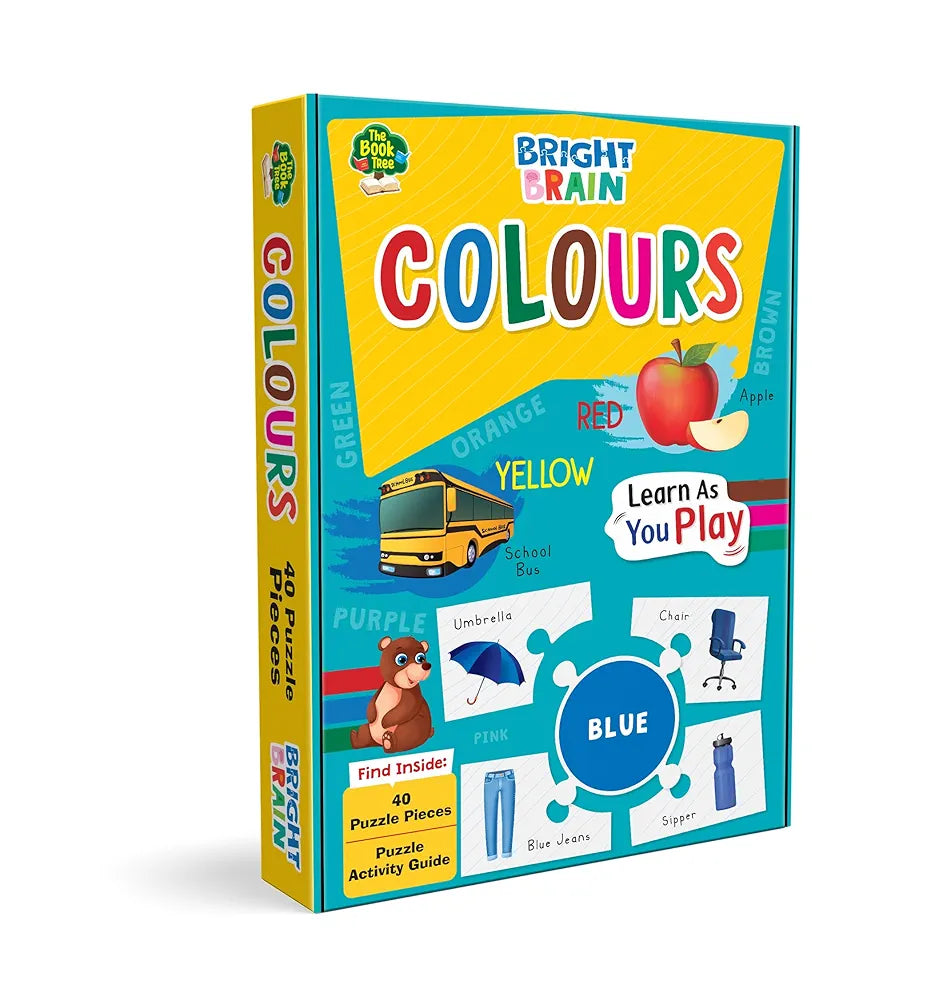 The Book Tree Bright Brain Colours Puzzle - Learn & Identify Colours with 40 Pieces – Beautiful Colourful Puzzle Pieces for Kids Age 3+ - Gift Box by Majestic Book Club