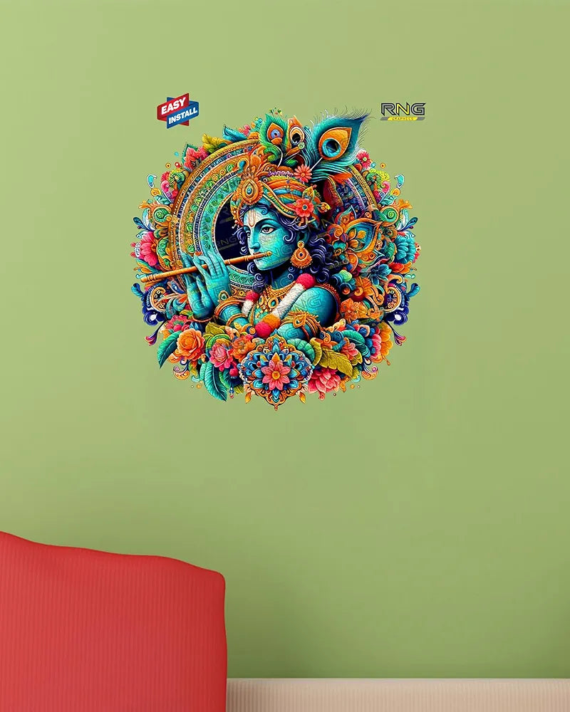 Rng Graphics Pvc Vinyl Vibrant Little Krishna Wall Art krishna Wall Sticker Multicolor 51 Cm X 48 cm DW-147L