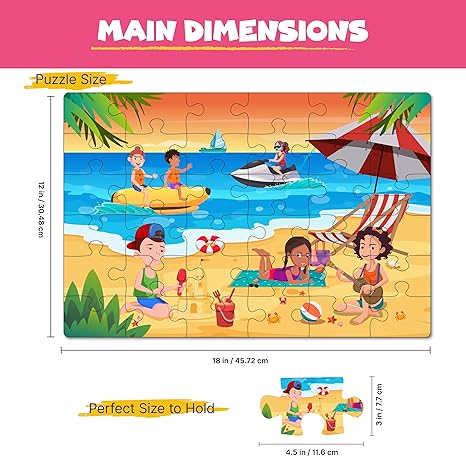 The Puzzl Co- Set of 2 Jigsaw Puzzles Game  for Kids Beach & Contryside Cardboard Birthday Gift