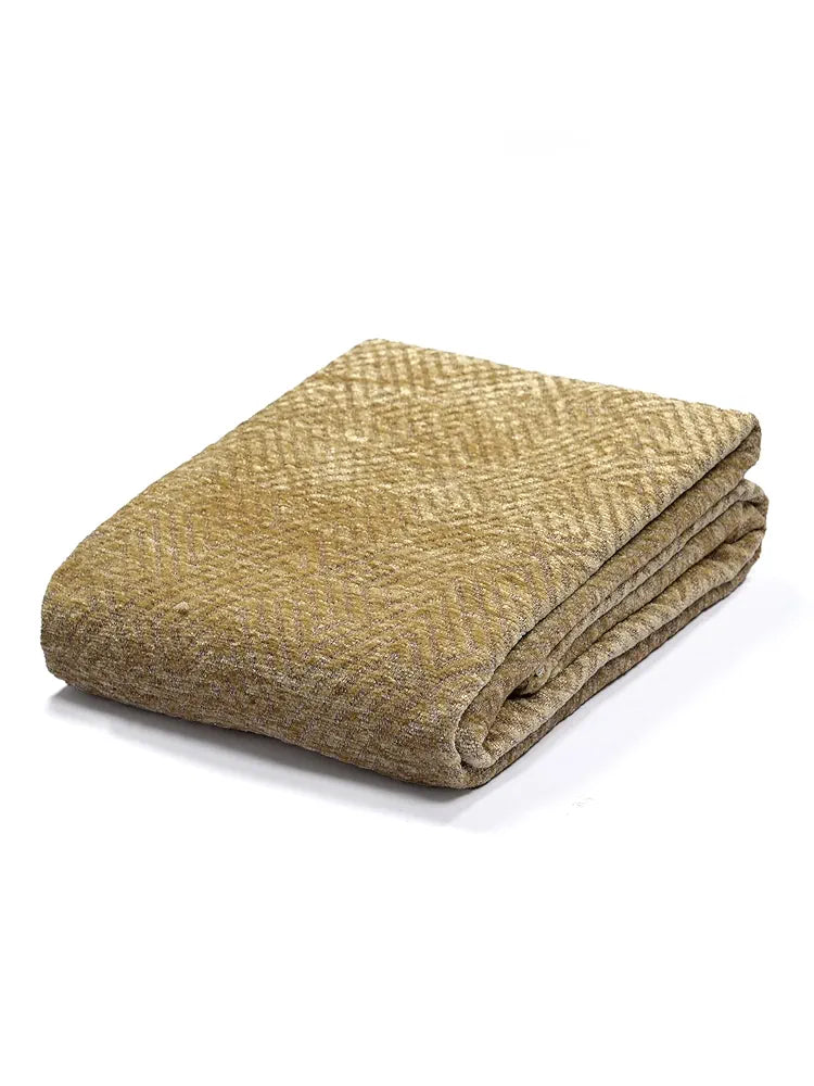 Saral Home Easy Living Chenille 3 Seater Sofa Cover Throw Gold