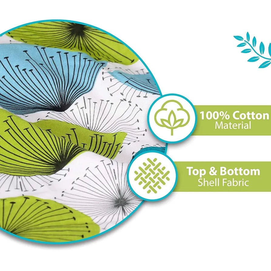 Divine Casa Floret 100% Cotton Single Dohar 120 GSM Soft & Lightweight Throw Blanket Colour Aqua