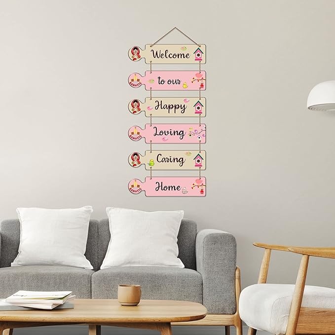 Artvibes Quotes Decorative Wall Art Mdf Wooden Wall Hanger for Living Room | Set of 6