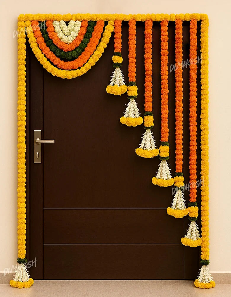 Artificial Marigold Flower Full Door Decoration 38 inches