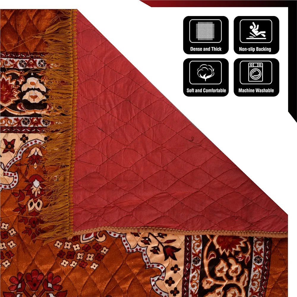 Kuber Industries Carpet 4x6 Feet Velvet Carpet-Rug for Home Decor Carpet Rug for Bedroom Golden