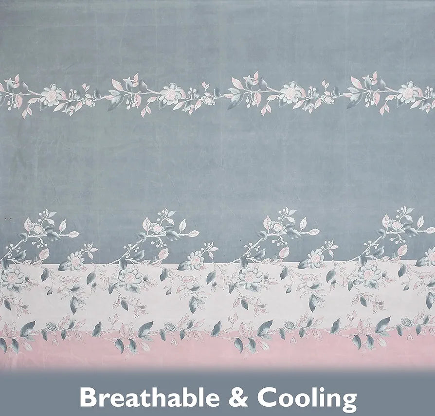 Fresh From Loom Single Bed Floral Print Microfiber Bedsheet Set 240 TC Anti Fade Includes 1 Pillow Covers Walnut-Grey