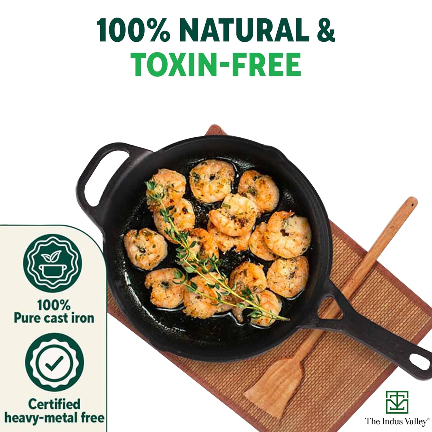 The Indus Valley Preseasoned Cast Iron Fry Pan | Skillet With Long Handle