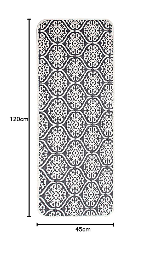Saral Home Floral Designer Soft Cotton Durable & Washable Multipurpose Runner Colour Grey