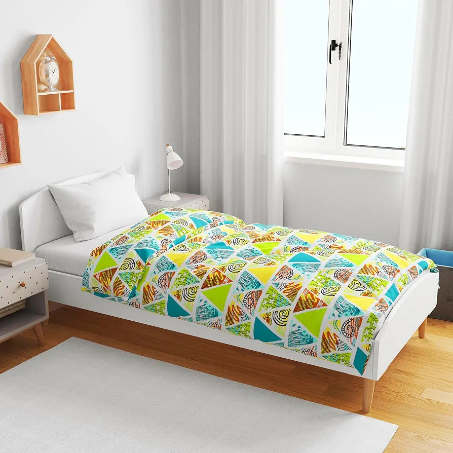 Divine Casa Cotton Geometric Print 120 GSM New Born All Season Ultrasoft Single Baby Blanket for Babies Lime Peach