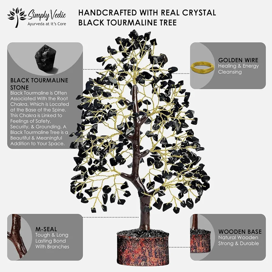 Simply Vedic Chakra Black Agate Crystal Tree