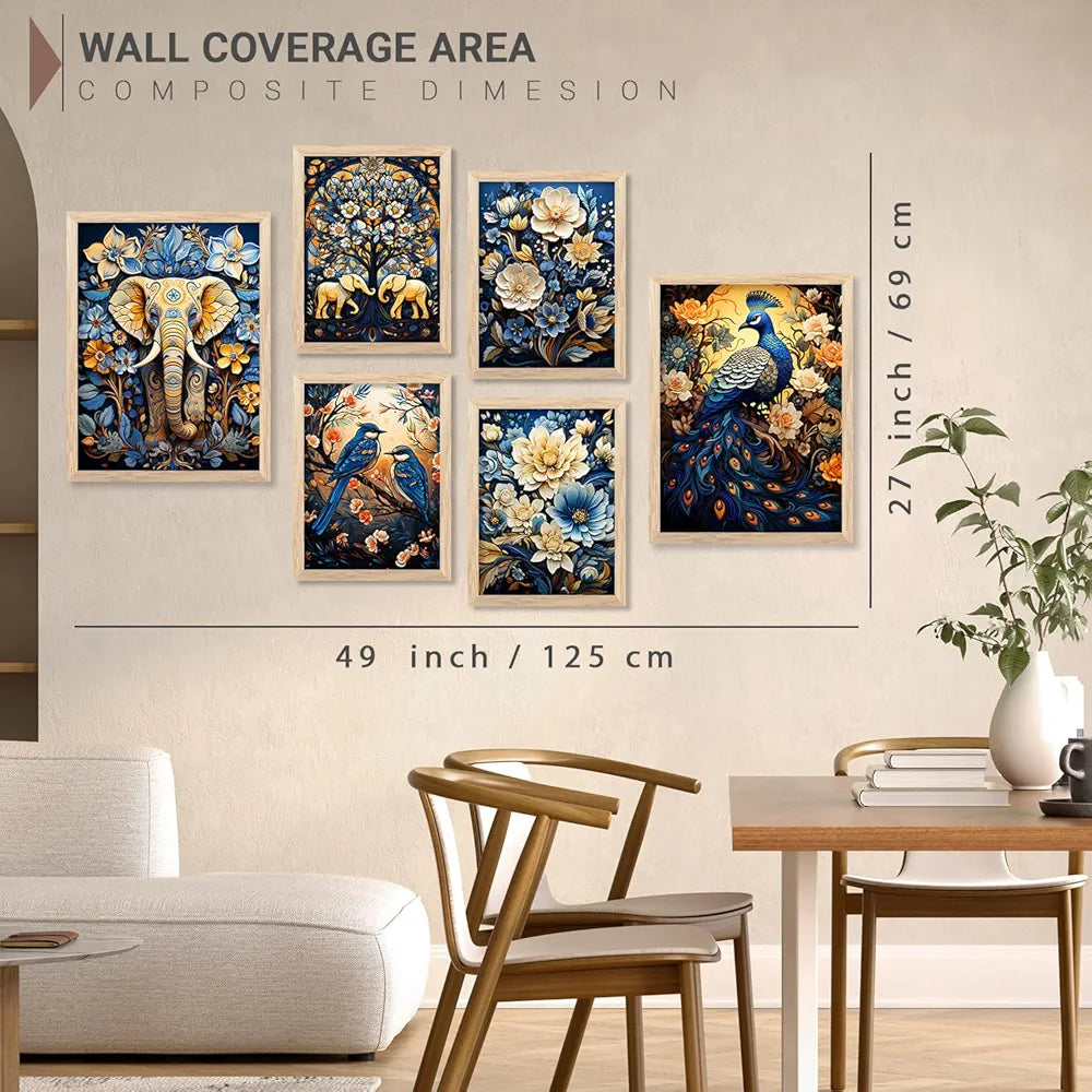 Kotart Aesthetic Modern Art Wall Paintings with Frame Set of 6
