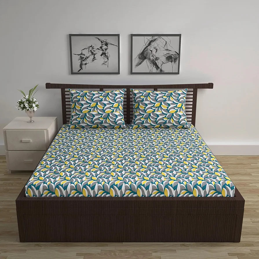 Divine Casa 144 TC 100% Cotton Bedsheet for Double Bed with 2 Pillow Cover Colour Rustic Brown