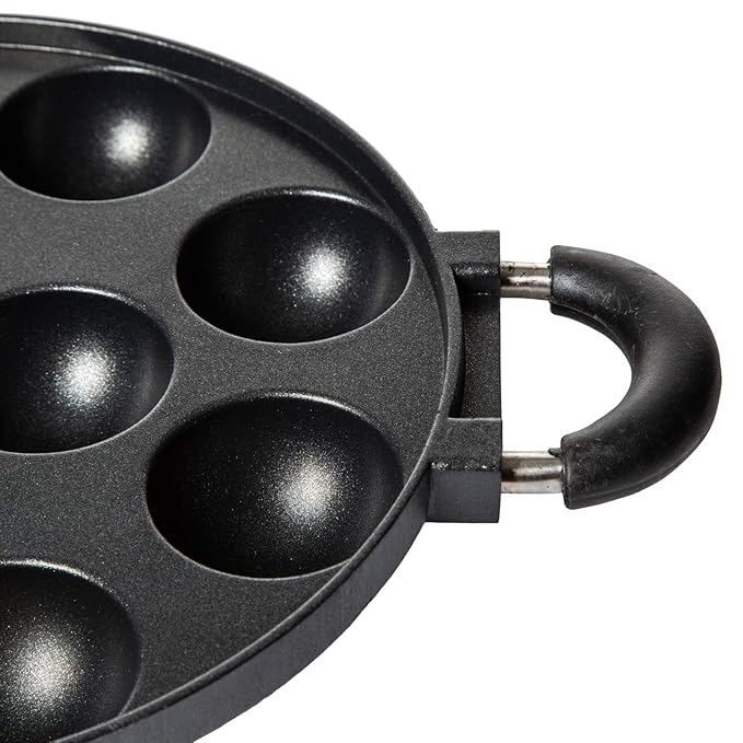 Pigeon By Stovekraft Wondercast Aluminium 11 Rounds Panniyarkal Pan (Black)