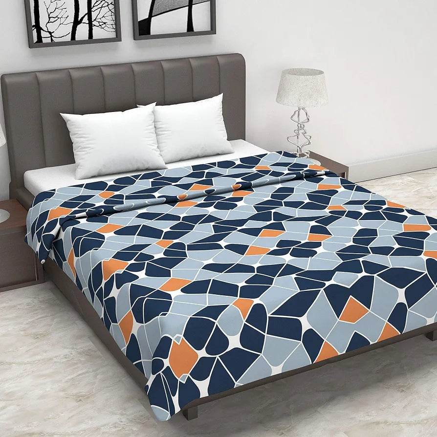 Divine Casa 120 GSM Summer Quilt Brushed Microfibre 3 Layer Breathable Double Bed Dohar AC Blanket TC - 120 Colour Blue and Grey