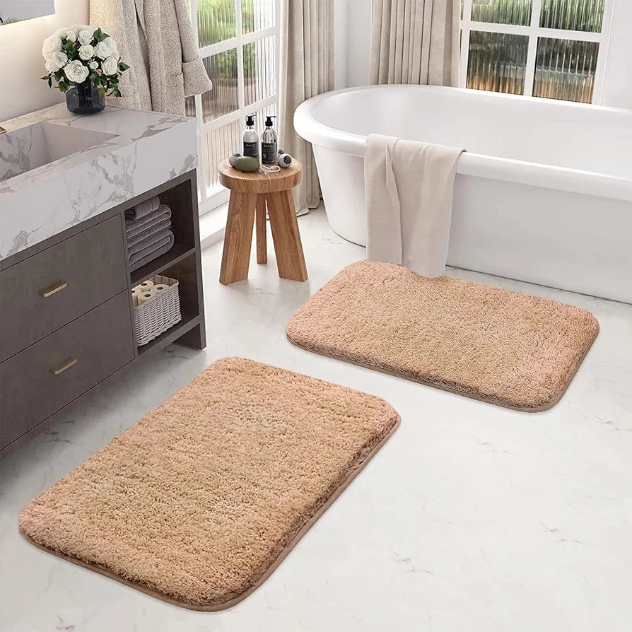 Luxe Home Bath Mat Super Soft Ultra Absorbent Mat Colour Rust (Pack of 2)