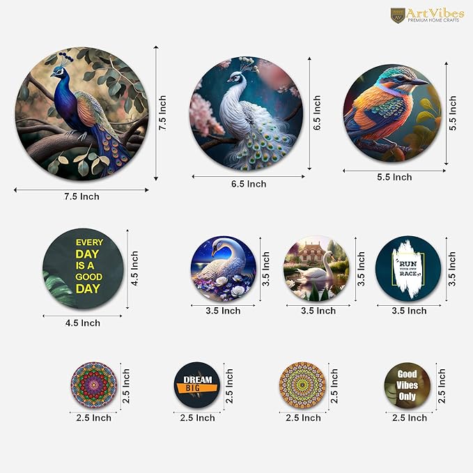 Artvibes Decorative Wooden Wall Hanging Decoration Item | Pack of 11 Pieces