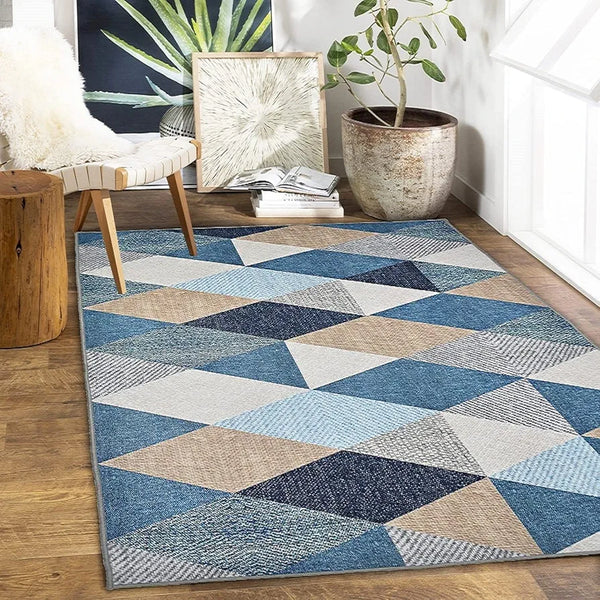 ishro home 3D Jet Multi Printed Carpet Rug Runner and Carpets for Bedroom Colour Crystals 4x6 Feet