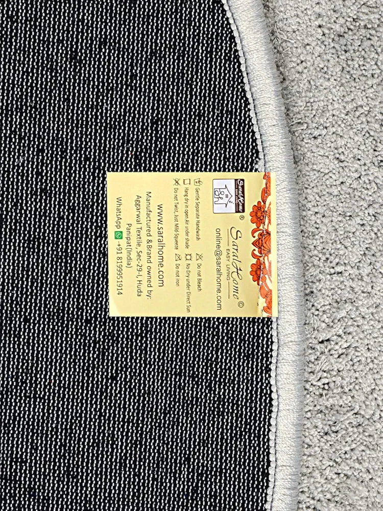 Saral Home Neo Shaggy Yarn Anti-Skid Round Mats Colour Grey