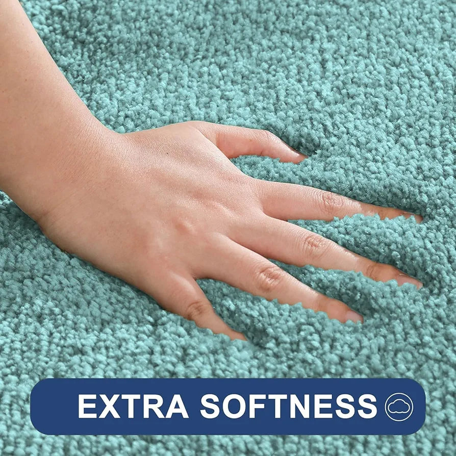 Luxe Home International Microfibre Luxe Home Bath Mat Anti Skid Slip Bathroom Floor Door Rectangular Mats Colour Aqua