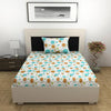 Divine Casa 100% Cotton Bedsheet for Single Bed 144 TC Bedsheet Single Size Bed Cotton with 1 Pillow Cover Colour Aqua Sand