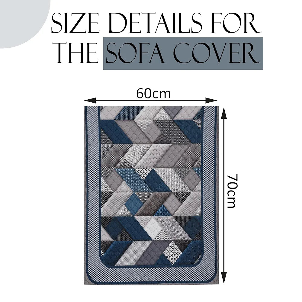 Kuber Industries Set of 6 Velvet 2+1 Seater Sofa Covers Triangular Grey & Blue