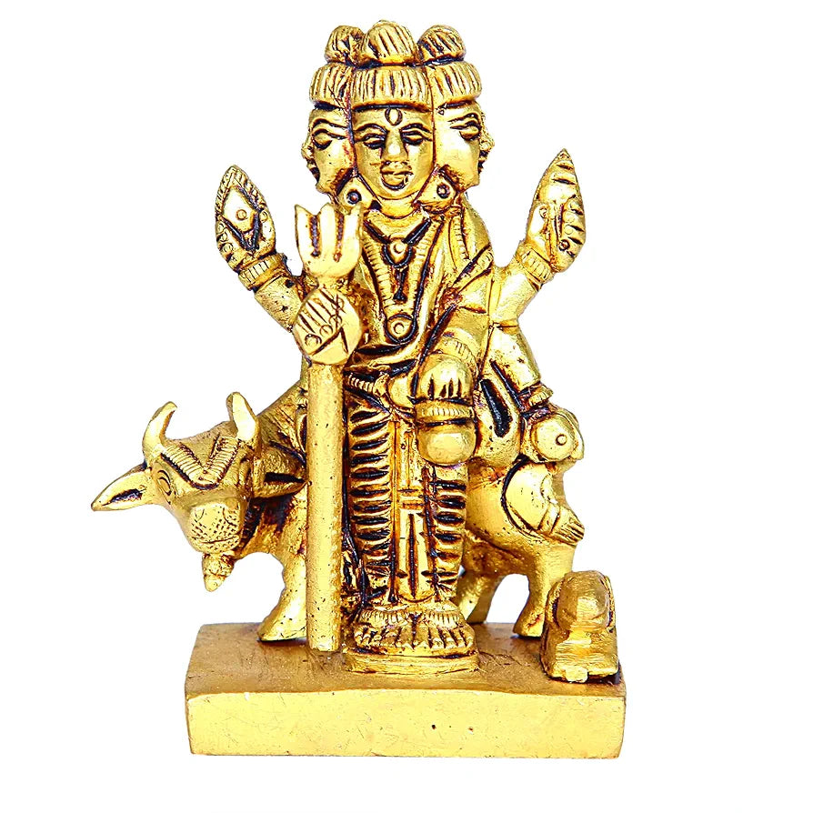 anciently Datta Murti Small | Dattatreya Idol Small | Dattatreya Murti Small | Datta Guru Murti Small | Dattatreya Idol Brass 8 CM Height Brass Gold Colour 1 Piece