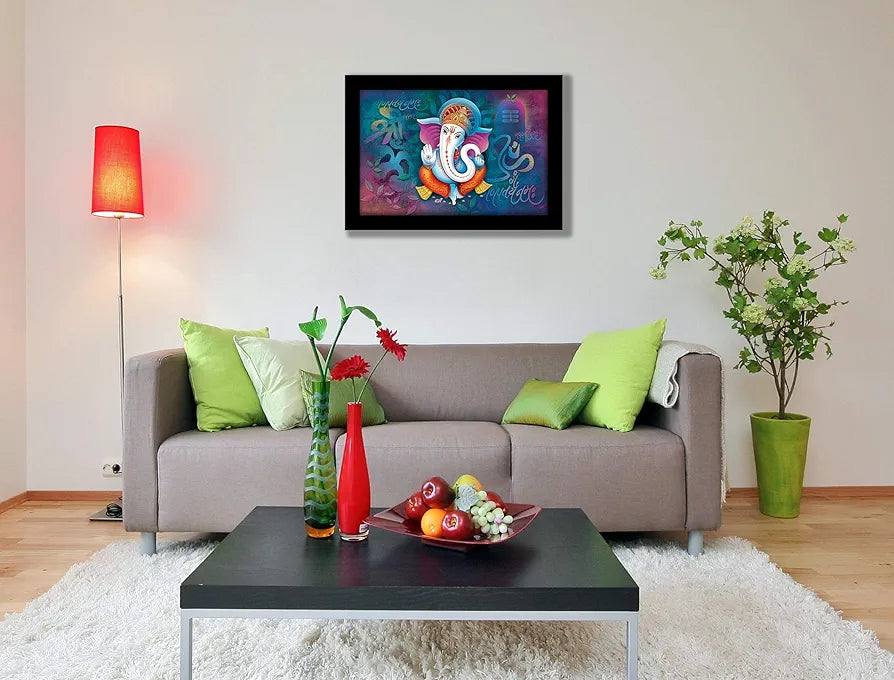 Lifehaxtore Ganesha with Om Art Framed Painting