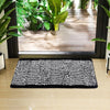 Kuber Industries Door Mat White Cut Loop Doormat Microfiber Entrance Mat Black Colour