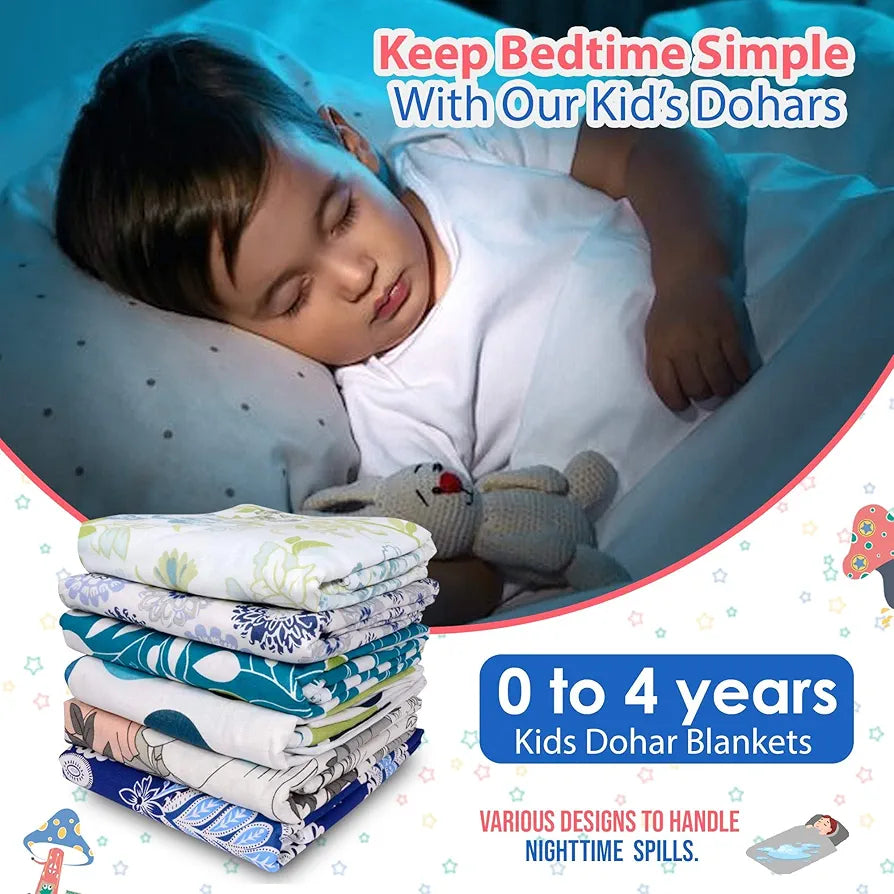 Divine Casa Pure Cotton Printed Single Dohar for Newborn Baby 120 GSM Soft & Lightweight Throw Blanket Colour Rosin White