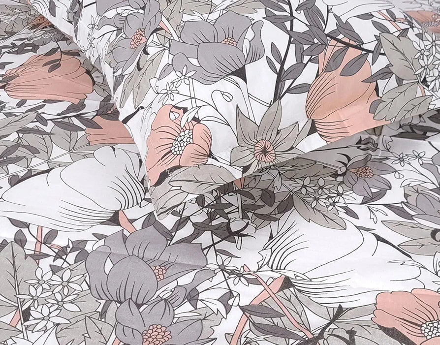 Divine Casa 144 TC 100% Cotton Bedsheet King Size Bed King Size Bedsheet with 2 Pillow Covers Colour Blush Grey