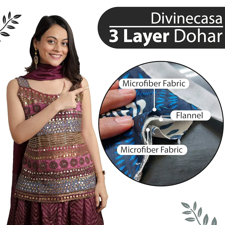 Divine Casa 120 GSM Microfiber Single Kids Dohar Soft & Lightweight Throw Blanket Moroccan Pattern Colour Caviar