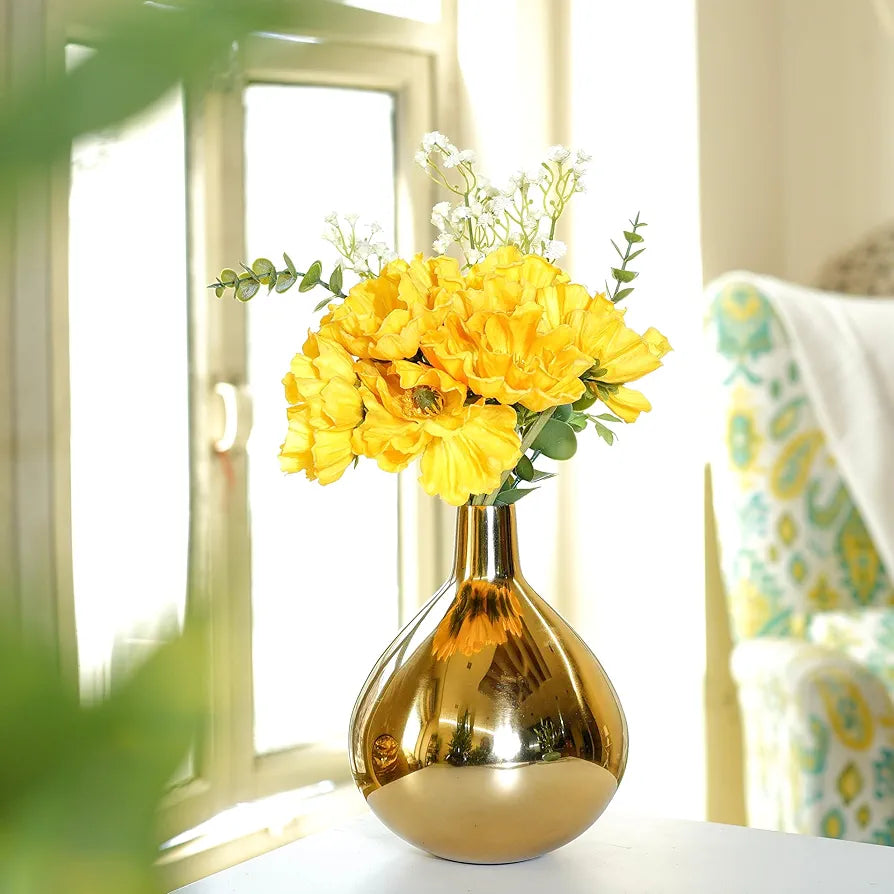 Behoma Metal Golden Flower Vase Gold Tall Vase Flowers not Included