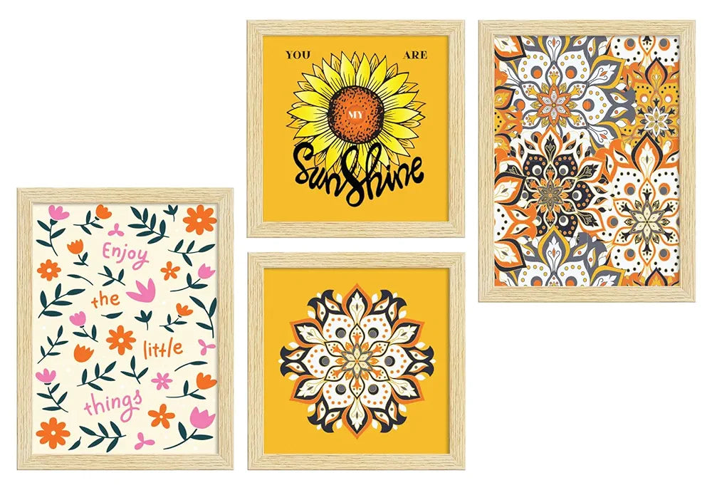 ArtX Paper Floral Big Wall Art Frame Painting Multicolor Set of 4