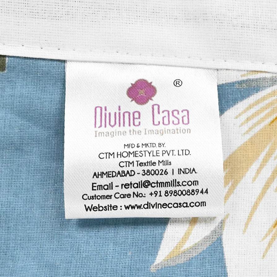 Divine Casa 100% Cotton Single Bed Dohar Lightweight & Soft AC Blanket Colour Blossom Haven Sky Blue