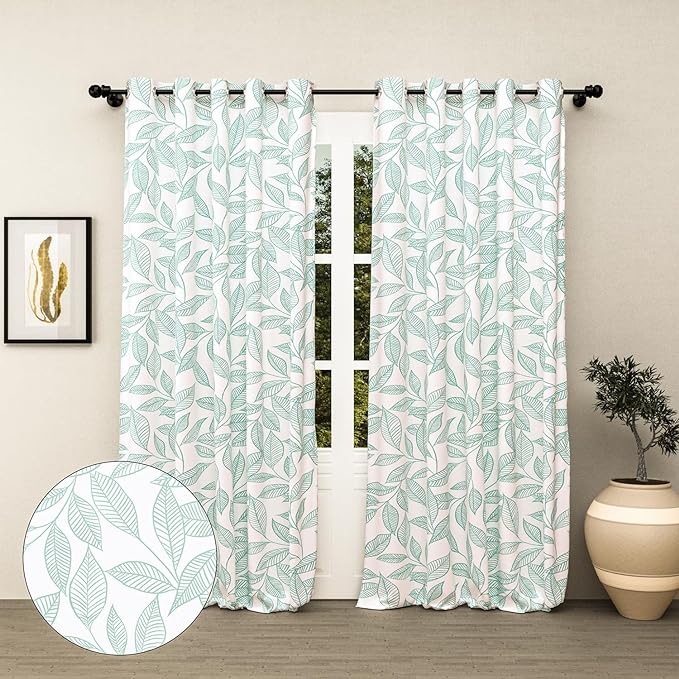 Haus & kinder Cotton Curtains Set of 2 for Bedroom Window Door Curtains (5ft x 7ft) | Colour Line Art Blue