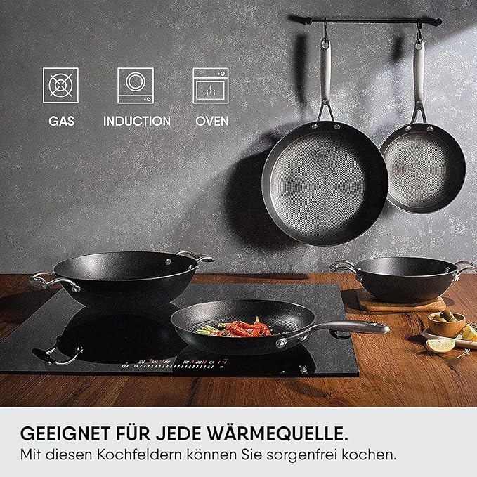 Stahl Blacksmith Hybrid Enamelled Cast Iron Frying Pan | Rust Proof Fry Pan | Induction & Gas Stove Compatible | 1.4 L | 24 Cm