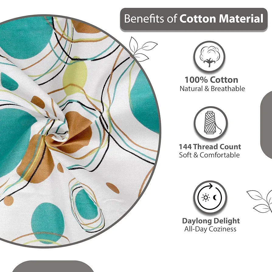 Divine Casa 144 TC 100% Cotton Bedsheet for Double Bed with 2 Pillow Cover Colour Aqua Sand