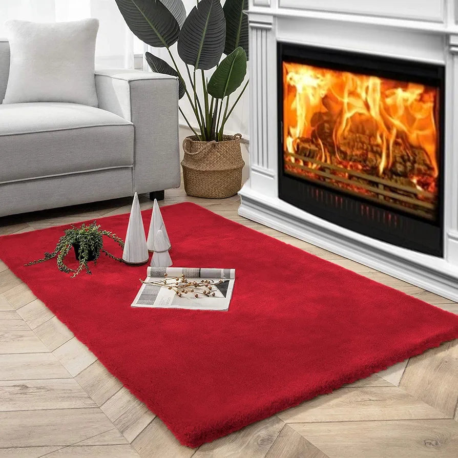 Luxe Home International Ruffle Floor Rug 3 X 5 FtColour Maroon