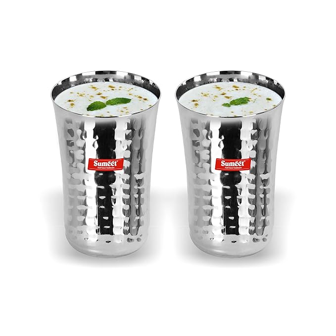 Sumeet Stainless Steel Big Lassi Glass 2 Pieces 300 ml Each