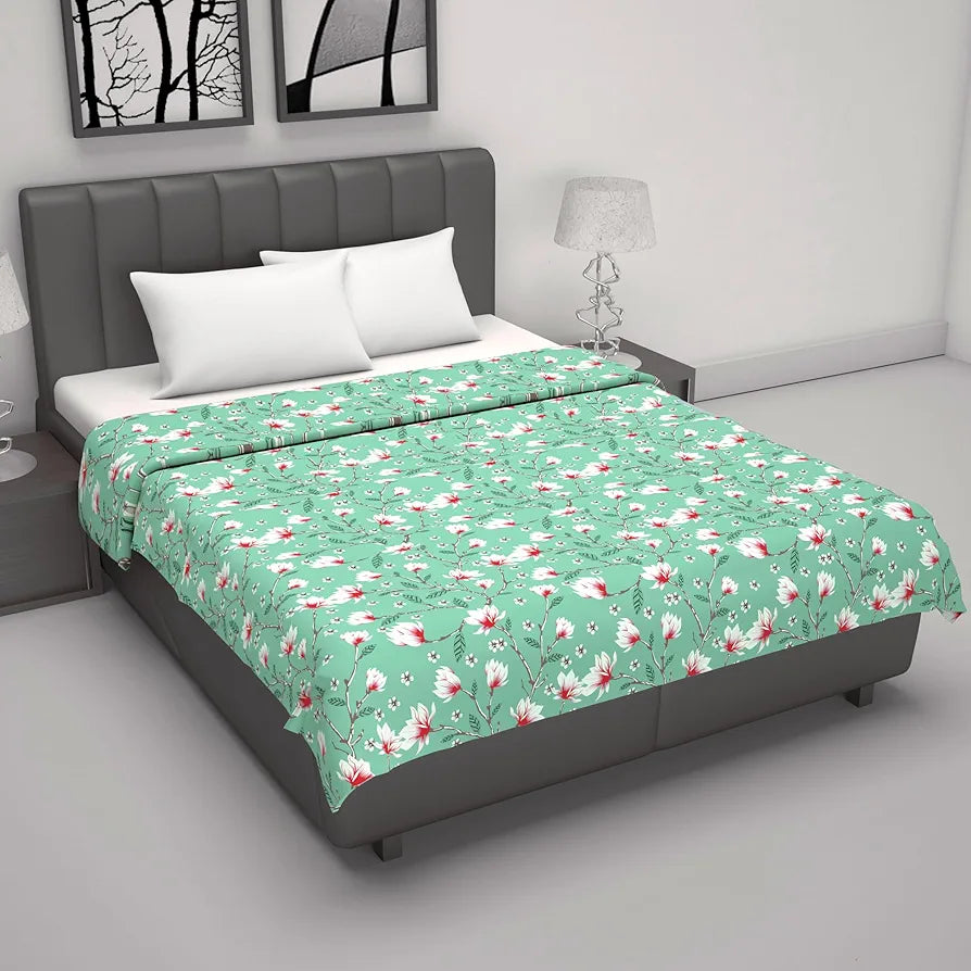 Divine Casa 100% Cotton Double Bed Dohar Ultra-Soft Reversible AC Blanket Colour Mint Blossom Haven