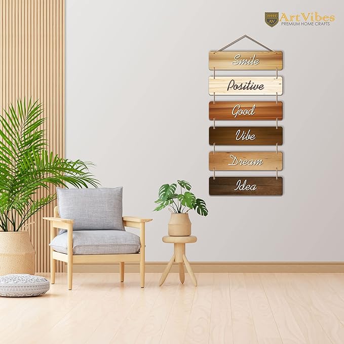 Artvibes Decorative Wall Hanging Wooden Art Decoration Item for Living Room | Mdf Wall Decoration | Set of 6