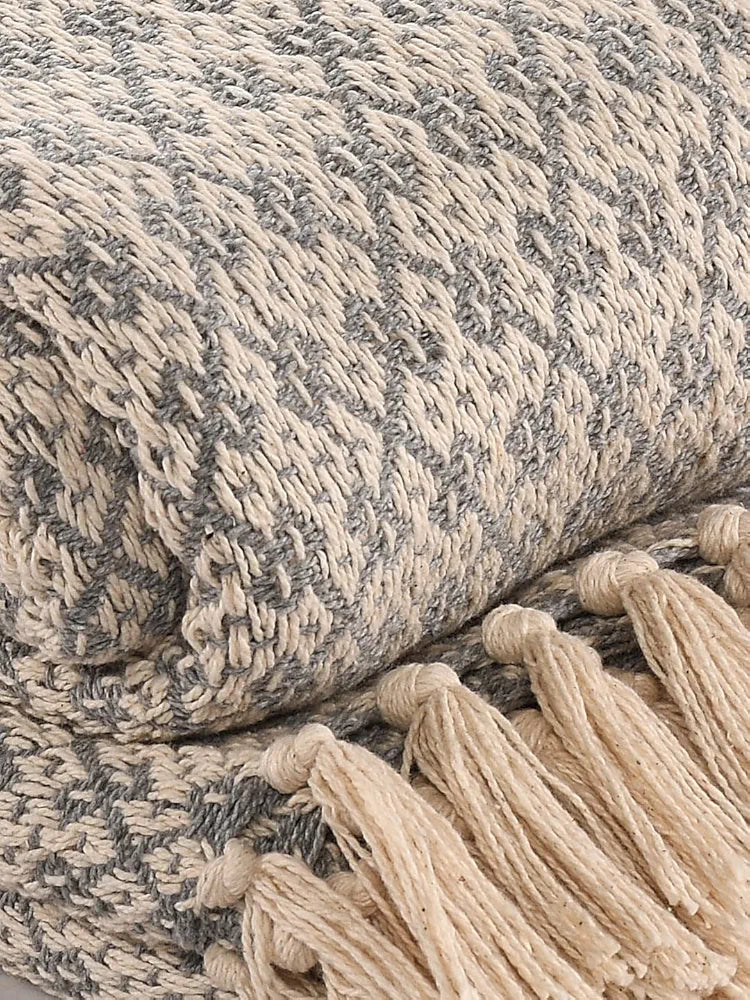 Sashaa World Soft Throw Blanket Colour Grey/Natural
