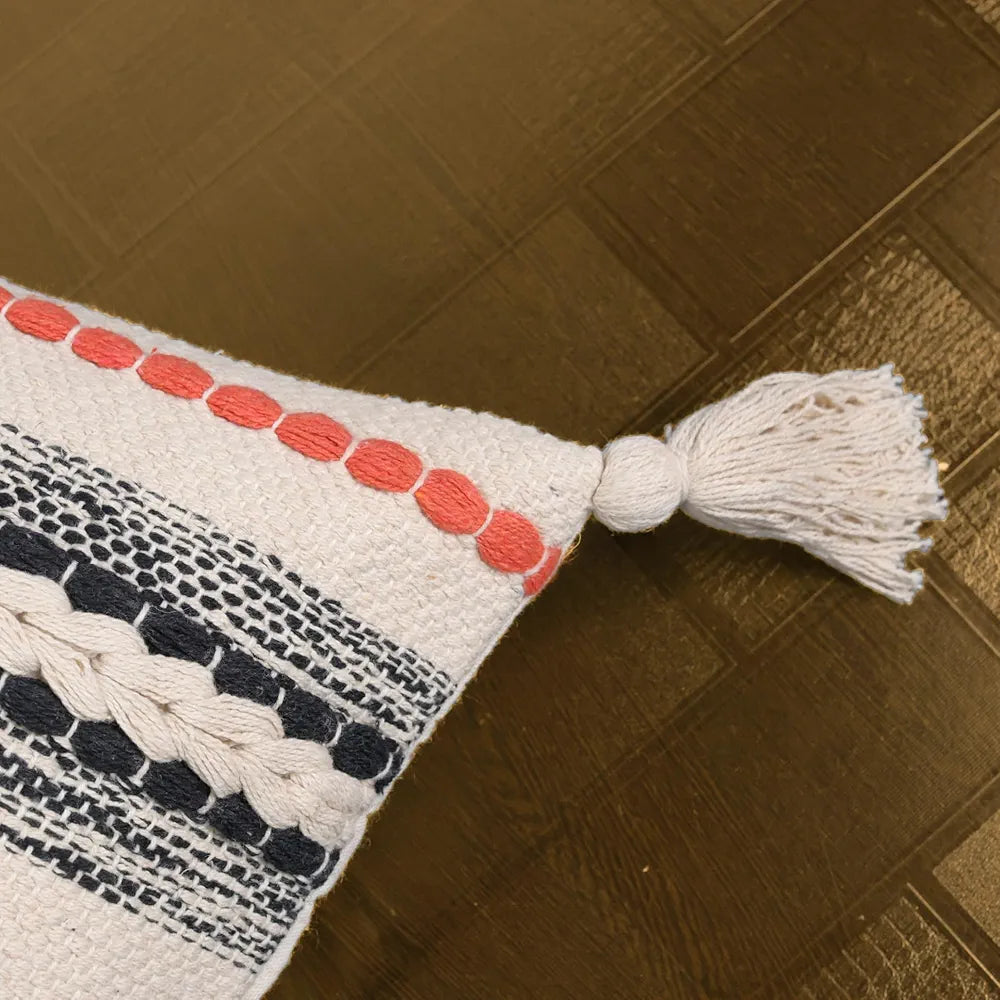 Sajavat Home Cotton Cushion Cover Colour Beige & Orange