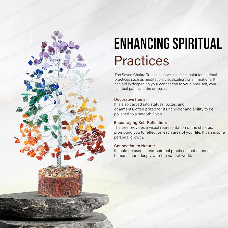 Bezavo Seven Chakra Crystal Tree Silver Wire