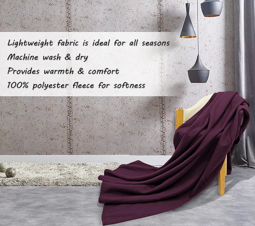 Cloth Fusion Polar Fleece AC Blanket for Winter Single Bed Soft Woolen Blanket Wine Colour