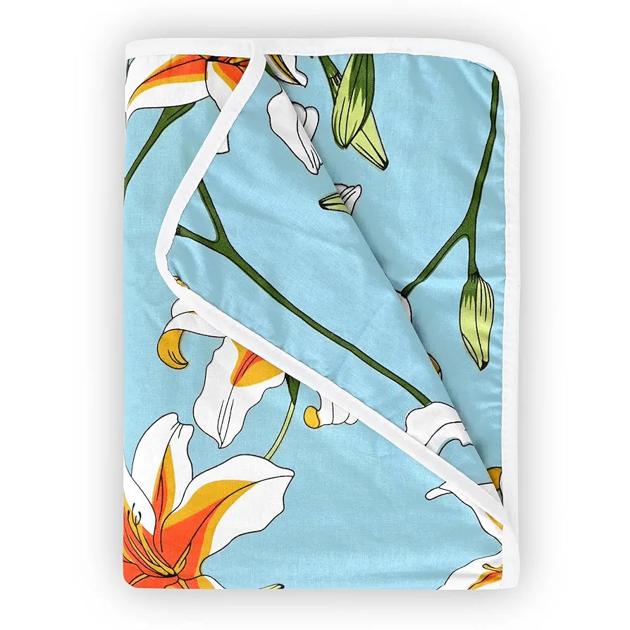 Divine Casa Floret 100% Cotton Single Kids Dohar 120 GSM Soft & Lightweight Throw Blanket Colour Wildflower Charm