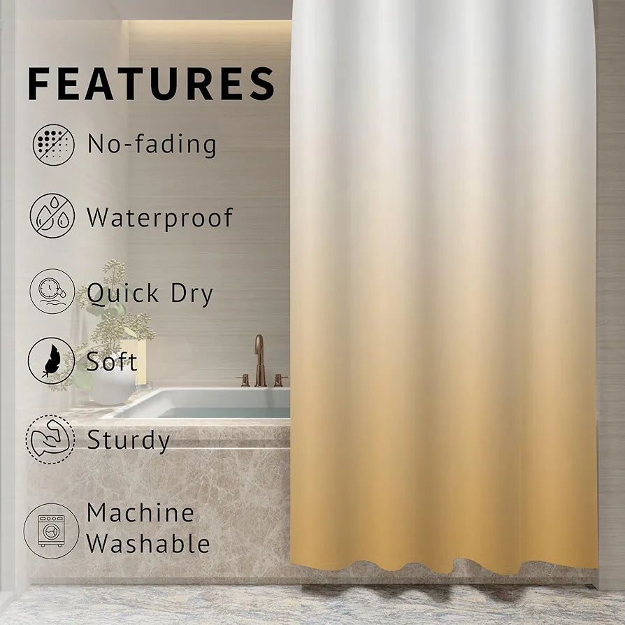 Homethreads Checkered Embrace Luxury with Our 6-Feet Long Premium Polyester Shower Curtain with 12 Hooks for a Lavish Bathroom Ambiance Blackout Perfectly Sized Gold Colour