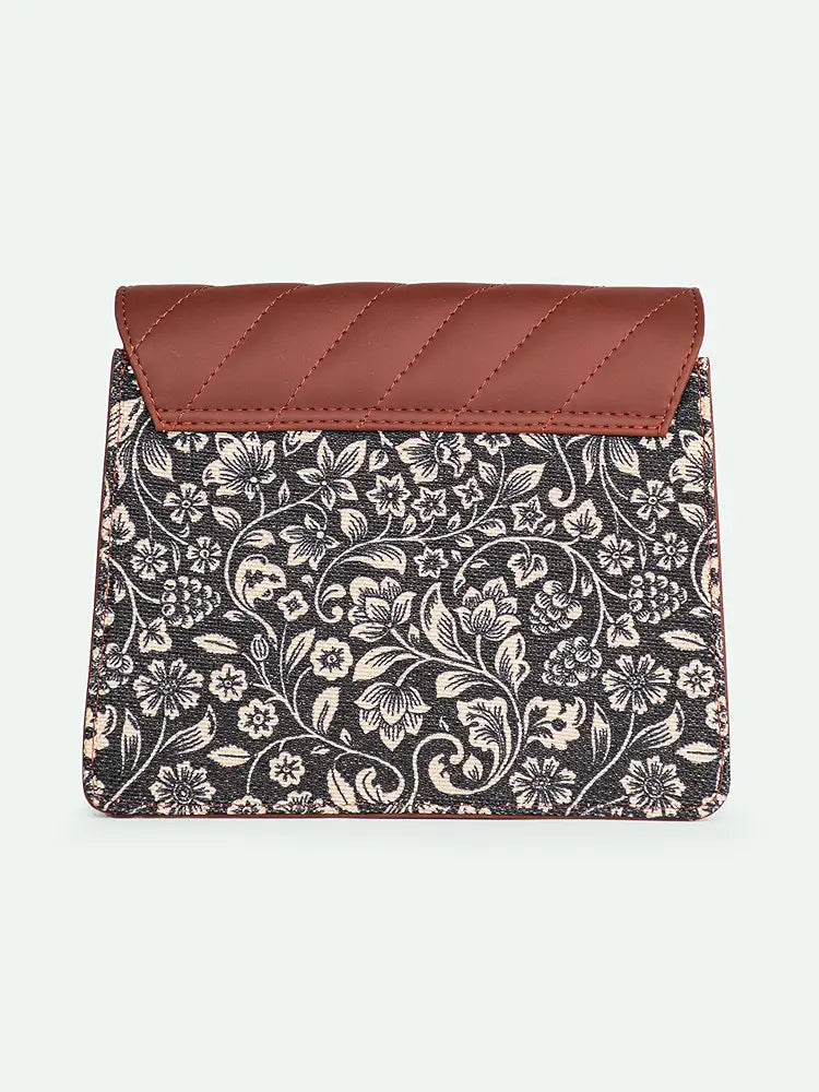 Zouk Vegan Leather & Jute Flap Closure Beyond Basic Sling Bag For Women's Girls