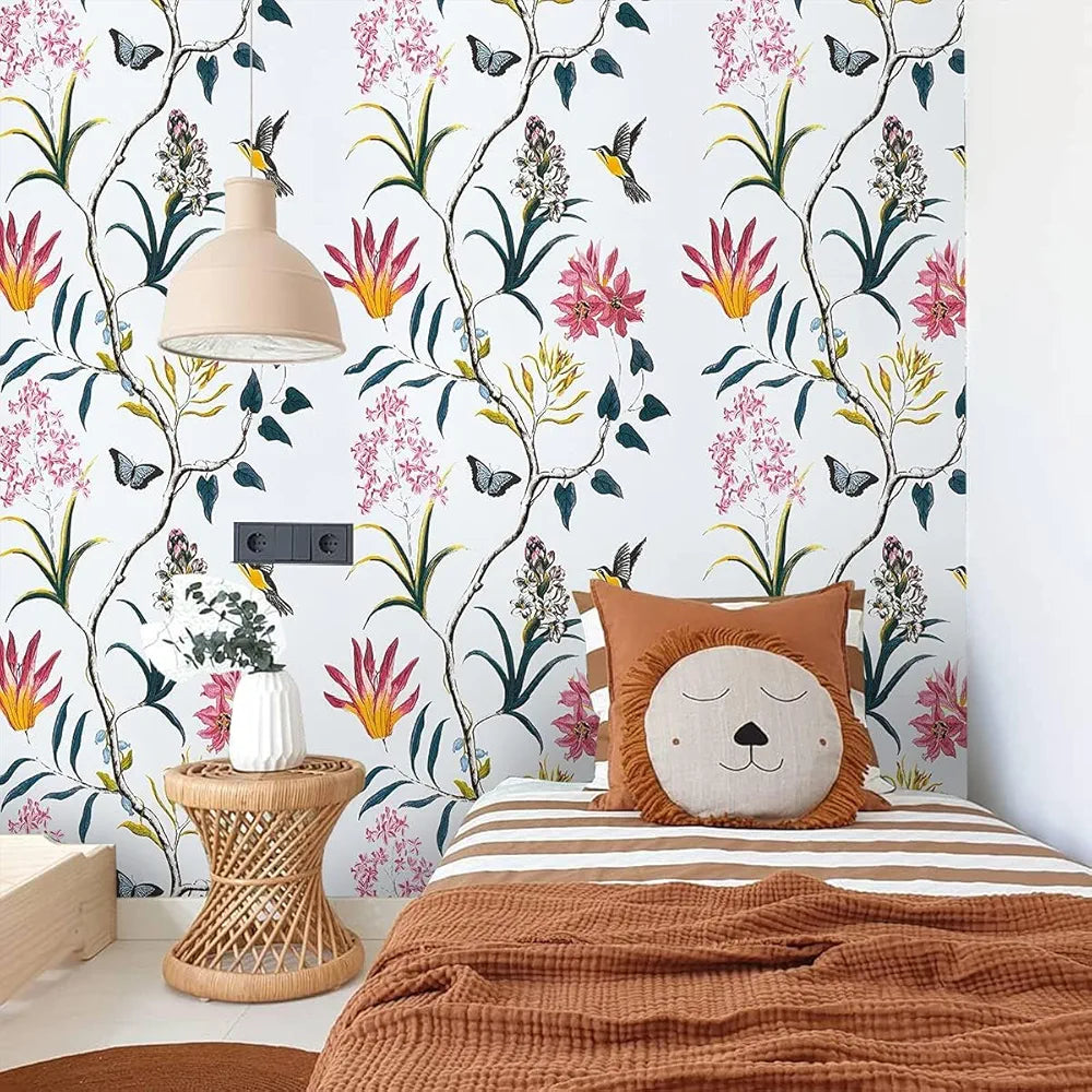 Indian Royals White Flowers and Birds Wallpaper for Bedrooms Flower Birds Wallpaper